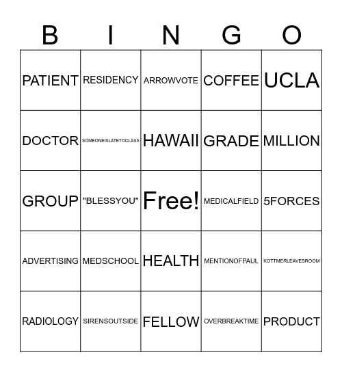 BOC BINGO Card