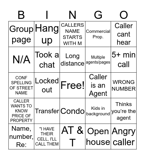 B I N G O  Bingo Card
