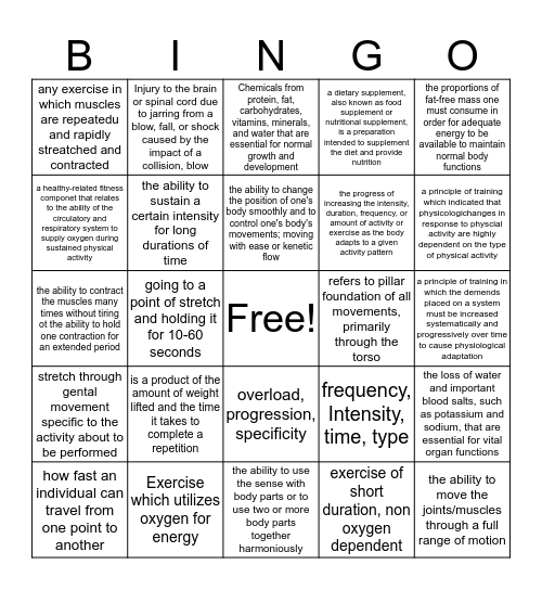 Study guide  Bingo Card