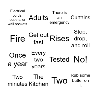 Fire Safety Bingo Card