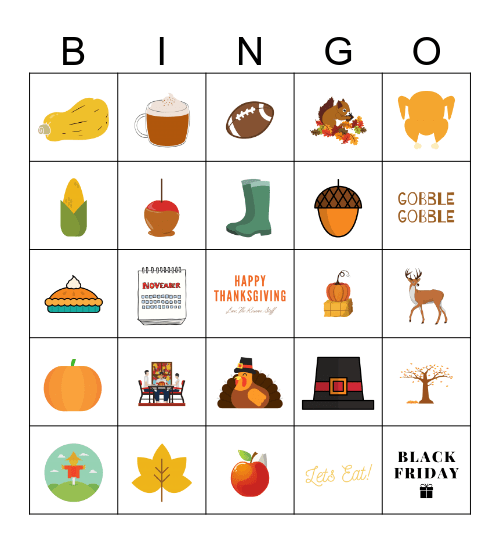 Thanksgiving Bingo Card