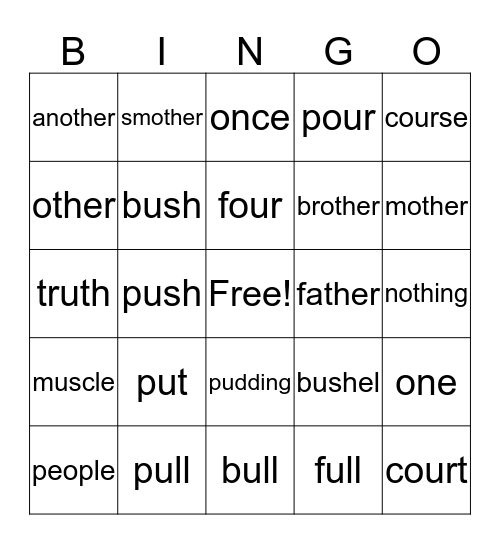 Irregular Word Bingo Kit 3 Bingo Card
