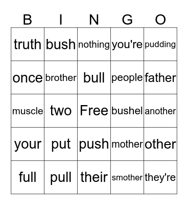 Irreg Words Kit 3a Bingo Card