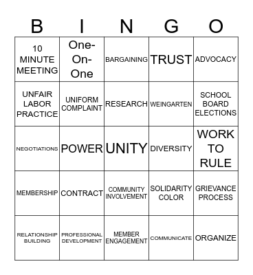 ADVOCACY Bingo Card