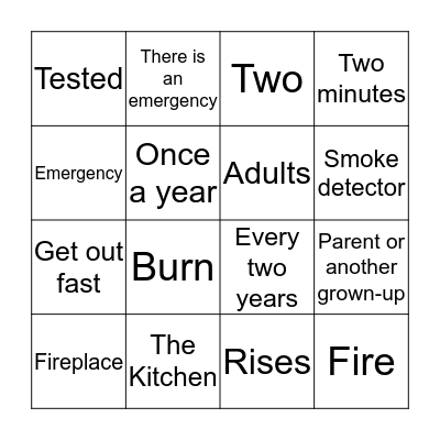 Fire Safety Bingo Card