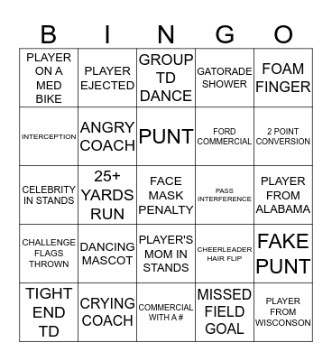 SEPT. 23, 2019. 2nd Half. Need to make an X for Bingo! Bingo Card