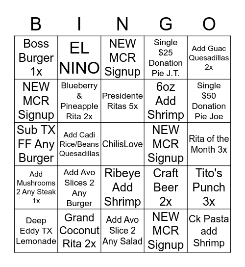 Suggestive Sellling Bingo Card