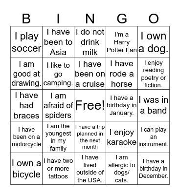 Ice-Breaker Bingo Card