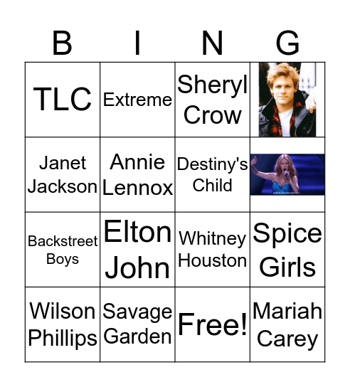 Jonalen's Last Group - 90s Music Bingo Card