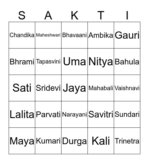 SAKTI BINGO Card
