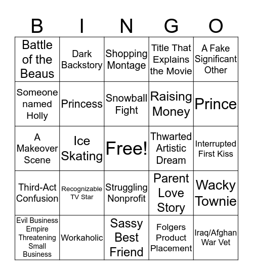 Hallmark Movie Bingo Card