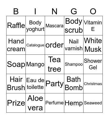 Body Shop Bingo Card