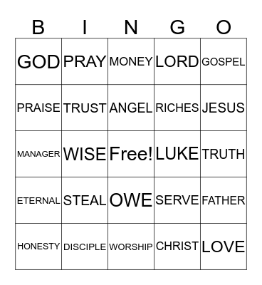 HONESTY Bingo Card