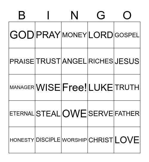 HONESTY Bingo Card