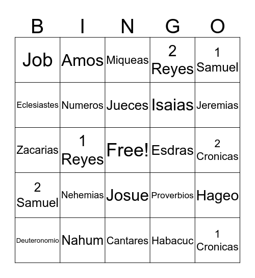 Antiguo Testamento Bingo Card