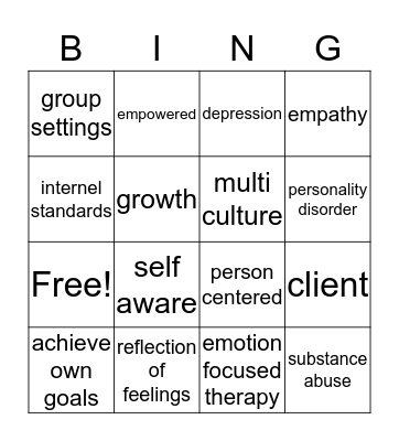 person bingo Card