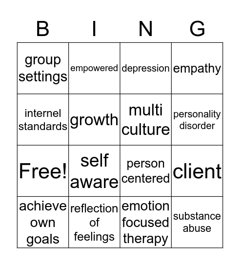 person bingo Card