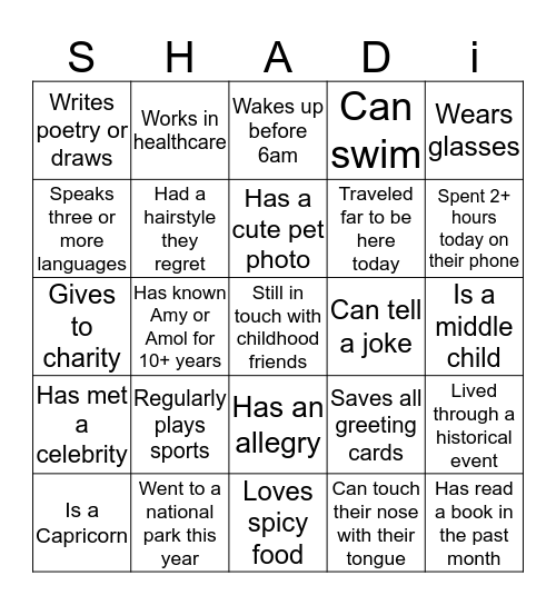 Get someone to initial who... Bingo Card