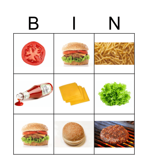 Burger Bingo Card