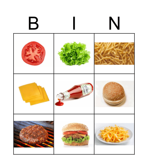 Burger Bingo Card