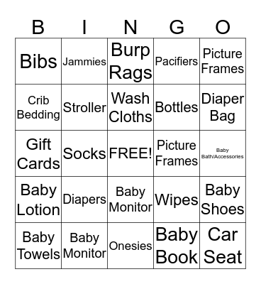 Baby Bingo Card