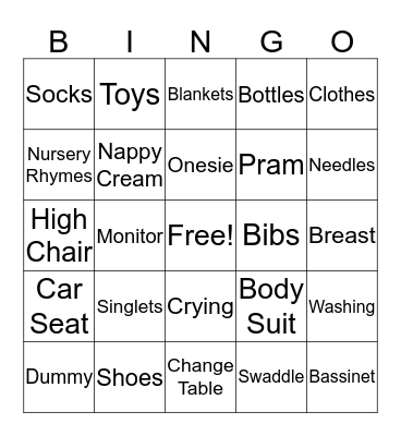 Baby Shower Bingo Card