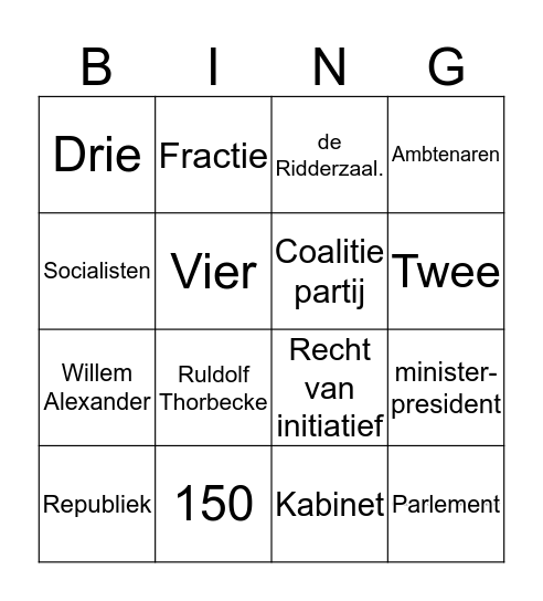 Staatsinrichting Bingo Card