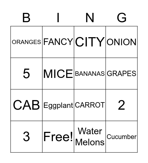 Seedbed 1 Lesson 8 Bingo Card