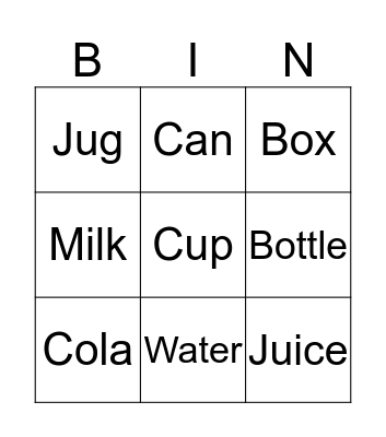 Drinks I like Bingo Card