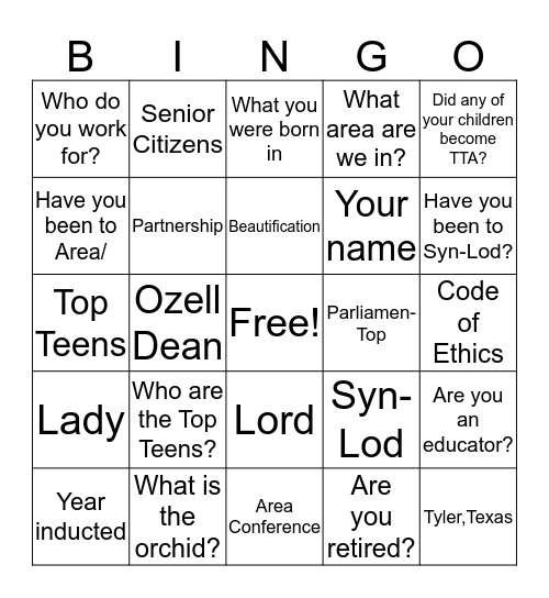 TLOD North Shore Bingo Card