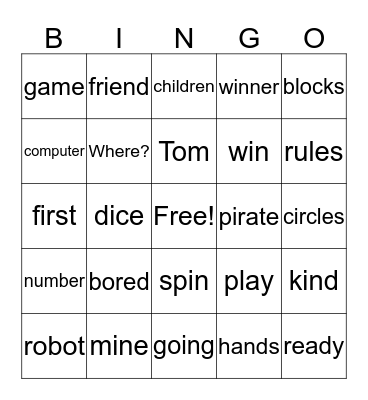 Playtime Part 1 Bingo Card