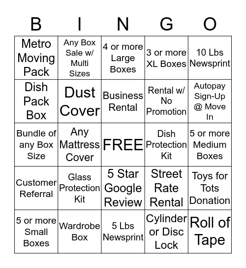 Retail Bingo 12/13 - 12/23/19 Bingo Card