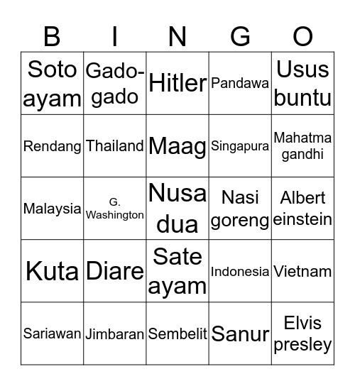 Airin Diomira Bingo Card