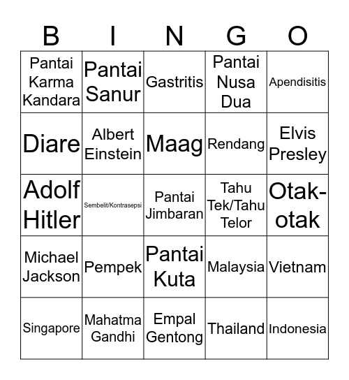 Aubree's Bingo Card