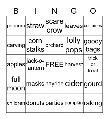 TRICK OR TREAT  Bingo Card