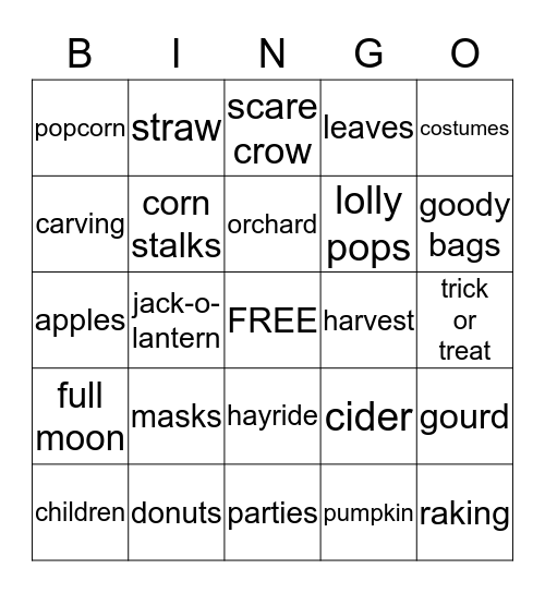 TRICK OR TREAT  Bingo Card