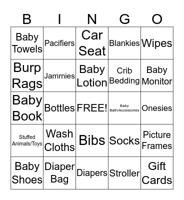 Baby Bingo Card