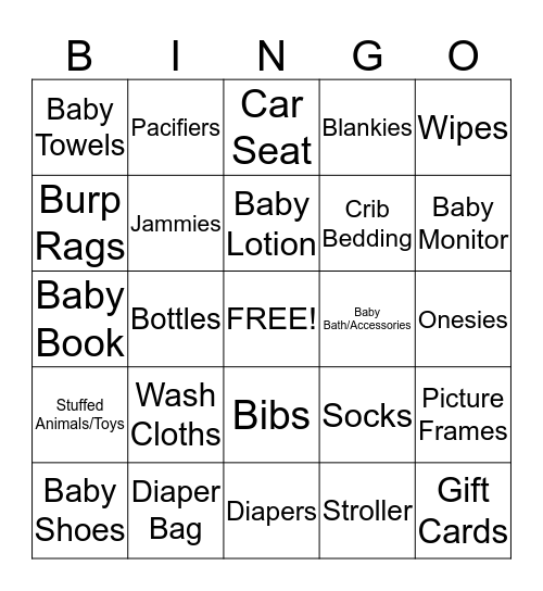 Baby Bingo Card