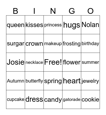 Autie Bingo Card