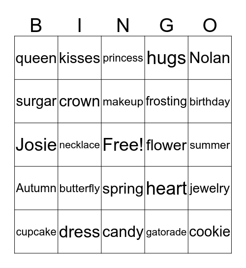 Autie Bingo Card