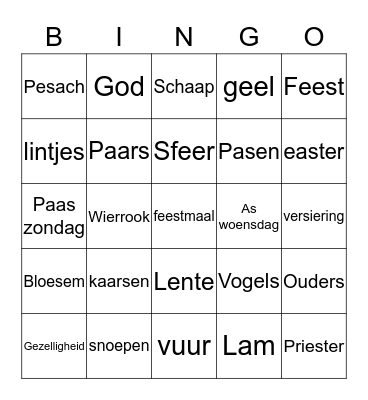 Paas Bingo Card