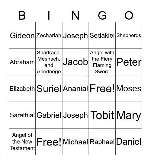 Angels of the Bible Bingo Card