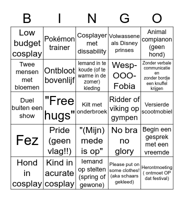 Elfia Arcen 2019 Bingo Card