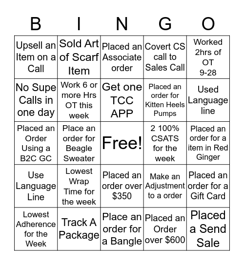 Talbot's Bingo Card