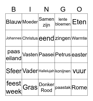 Paas Bingo Card