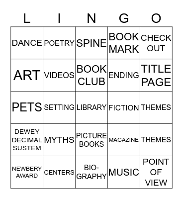 LIBRARY LINGO Bingo Card