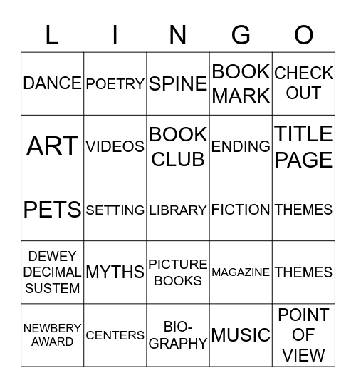 LIBRARY LINGO Bingo Card