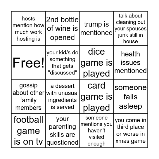 Sullivan Bingo Card