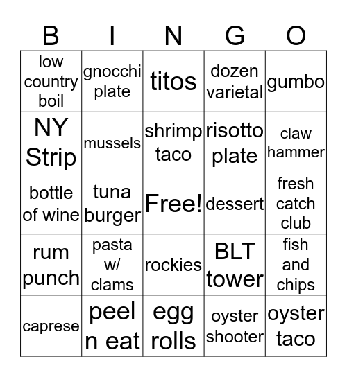 Pearlz Squirrels Bingo Card