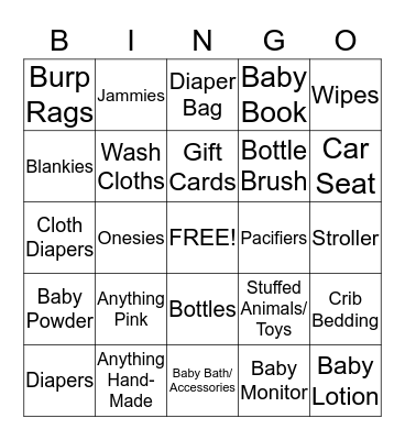 Baby Bingo Card